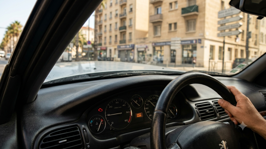 ارتفاع حرارة المحرك داخل السيارة مع مؤشر الحرارة مرتفع
